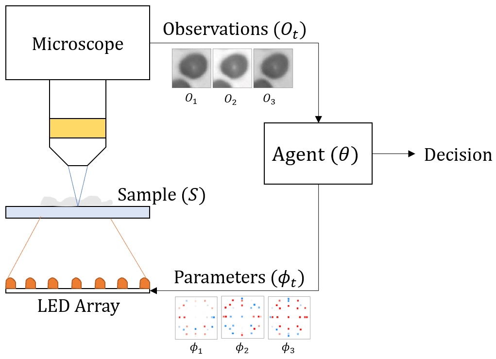 Towards an Intelligent Microscope: Adaptively Learned Illumination for Optimal Sample Classification
